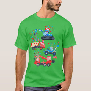 Happy 4th Of July Crane Truck Construction Toddler T-Shirt