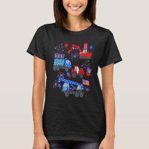 Happy 4th Of July Crane Truck Construction Toddler T-Shirt