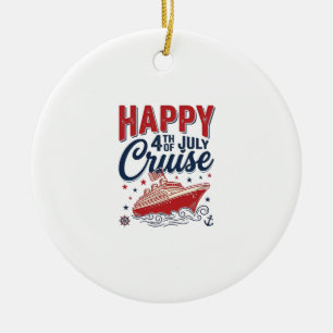 Happy 4th of July Cruise Vintage Patriotic Shirt_1 Ceramic Tree Decoration