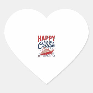 Happy 4th of July Cruise Vintage Patriotic Shirt_1 Heart Sticker