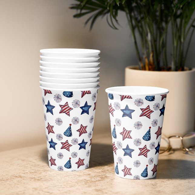 Happy 4th of July Cute Party Pattern Paper Cups (Creator Uploaded)