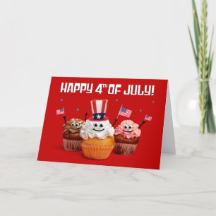 Happy 4th of July Cute Patriotic Cupcakes  Holiday Card