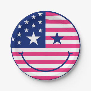 Happy 4th Of July Cute Red White And Blue Paper Plate