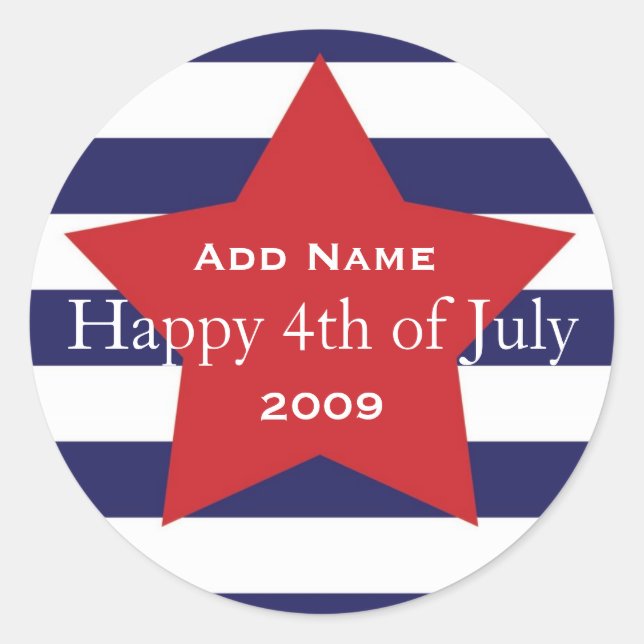 Happy "4th of July" Cutstomizable Favour Sticker (Front)