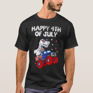 Happy 4th Of July Dinosaur Monster Truck Rex Boys  T-Shirt
