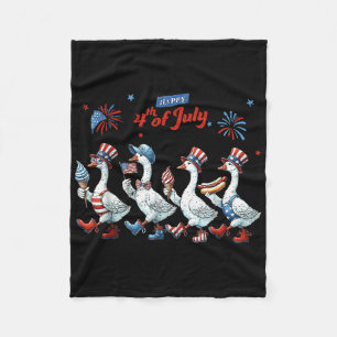 Happy 4th Of July Ducks Independence Day American  Fleece Blanket