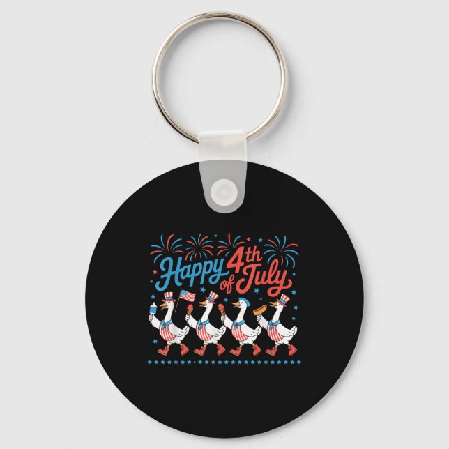 Happy 4th Of July Ducks Independence Day American  Key Ring (Front)