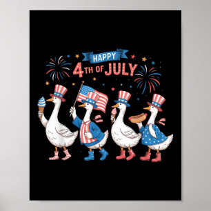 Happy 4th Of July Ducks Independence Day American  Poster