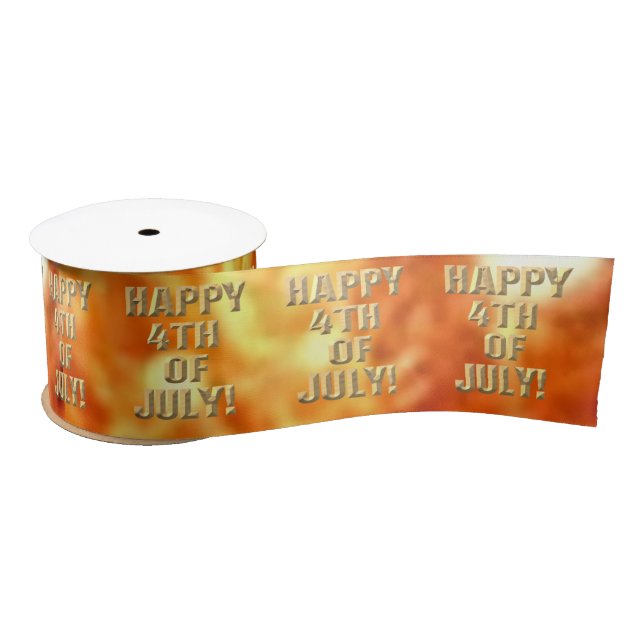 Happy 4th Of July fireworks ribbon spool Satin Ribbon (Spool)