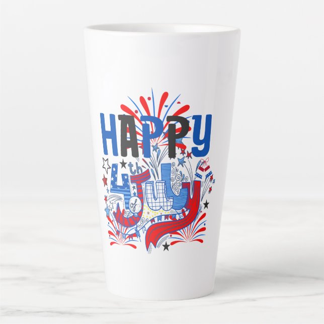 Happy 4th of July Fireworks USA-63261 Latte Mug (Front)