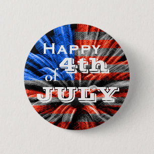 Happy 4th of July Flag Fireworks 6 Cm Round Badge