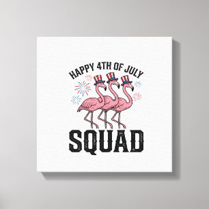 Happy 4th of July Flamingo Squad Vector Design_1 Canvas Print
