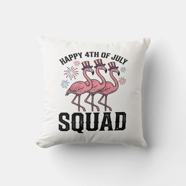 Happy 4th of July Flamingo Squad Vector Design_1 Cushion (Front)