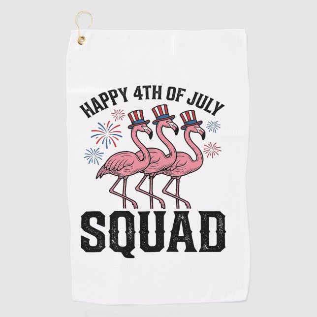 Happy 4th of July Flamingo Squad Vector Design_1 Golf Towel (Front)