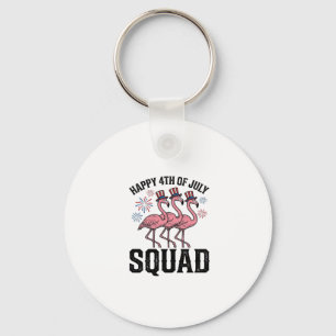 Happy 4th of July Flamingo Squad Vector Design_1 Key Ring