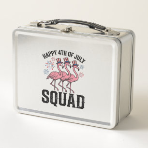 Happy 4th of July Flamingo Squad Vector Design_1 Metal Lunch Box