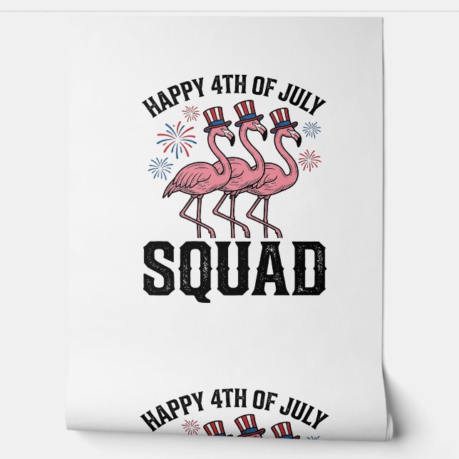 Happy 4th of July Flamingo Squad Vector Design_1 Wallpaper (Unrolling)