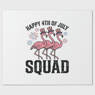 Happy 4th of July Flamingo Squad Vector Design_1 Wrapping Paper