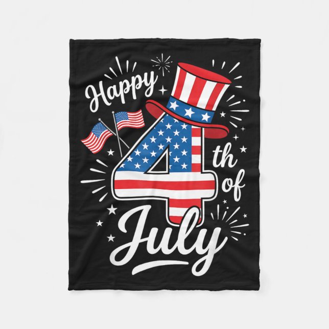 Happy 4th of July Fleece Blanket (Front)