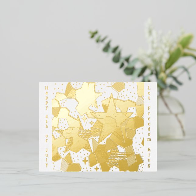 "Happy 4th of July" Foil Postcards (Standing Front)