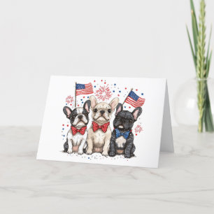 Happy 4th Of July French Bulldogs Holiday Card