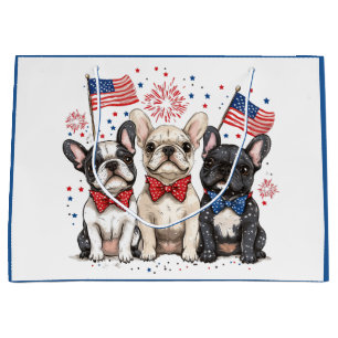 Happy 4th Of July French Bulldogs Large Gift Bag
