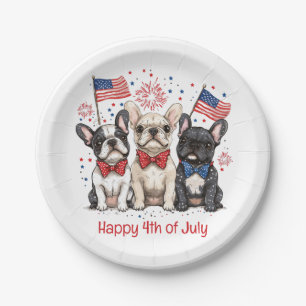 Happy 4th Of July French Bulldogs Paper Plate