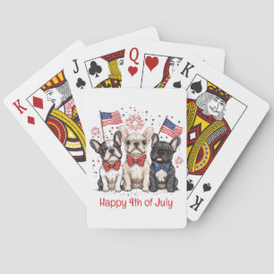 Happy 4th Of July French Bulldogs Playing Cards
