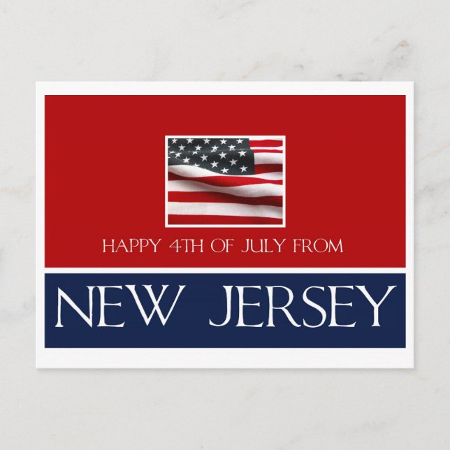 happy 4th of July from New Jersey Postcard (Front)