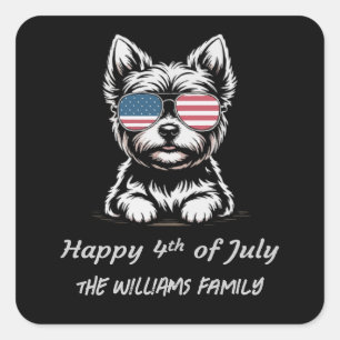 Happy 4th of July – Funny Patriotic Dog Sticker