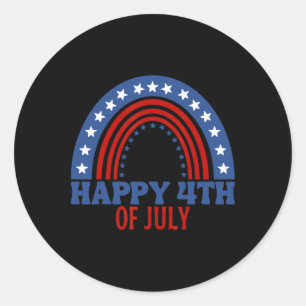 Happy 4th Of July Funny Usa Flag For Independence  Classic Round Sticker