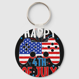 Happy 4th Of July Gaming Patriotic American Flag K Key Ring