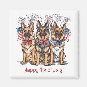 Happy 4th Of July German Shepherd Dogs Magnet