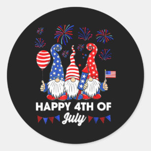 Happy 4th Of July Gnomes Classic Round Sticker