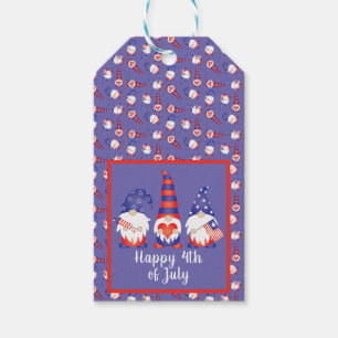 Happy 4th of July Gnomes Red White Blue Gift Tags