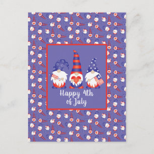 Happy 4th of July Gnomes Red White Blue Postcard
