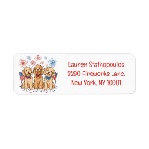 Happy 4th Of July Goldendoodle Dogs Fireworks