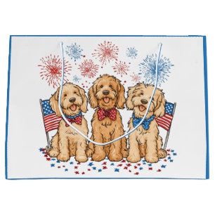 Happy 4th Of July Goldendoodle Dogs Fireworks Large Gift Bag