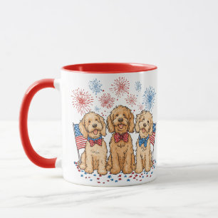 Happy 4th Of July Goldendoodle Dogs Fireworks Mug