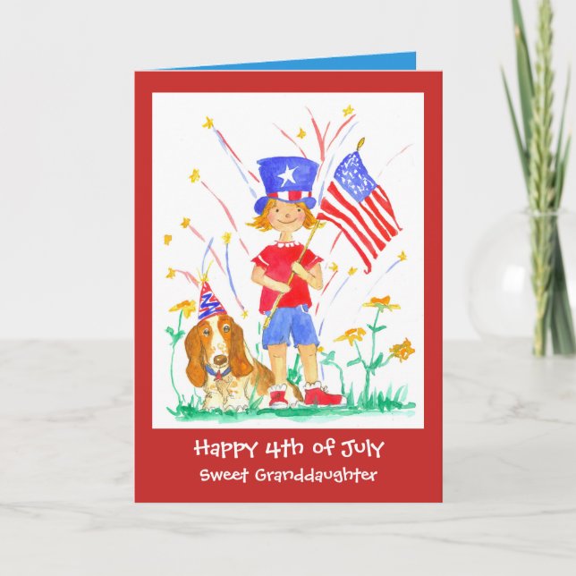 Happy 4th of July Granddaughter Custom Card (Front)