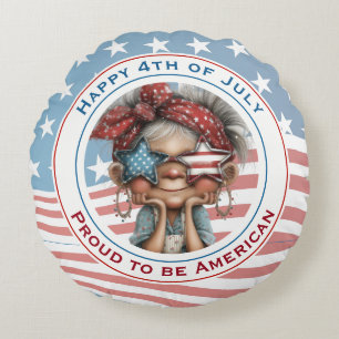 Happy 4th of July Grandma  Round Cushion