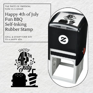 Happy 4th of July Hamburger & Pop Rubber Stamp