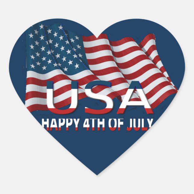 HAPPY 4TH OF JULY HEART STICKER (Front)