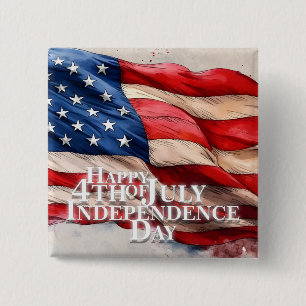 Happy 4th of July - Independence Day 15 Cm Square Badge