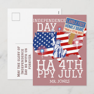 Happy 4th of July Independence Day America Party Holiday Postcard