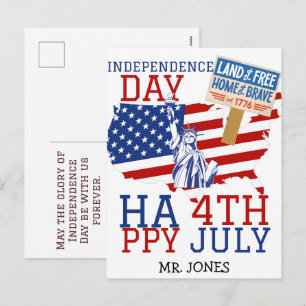 Happy 4th of July Independence Day America Party Holiday Postcard
