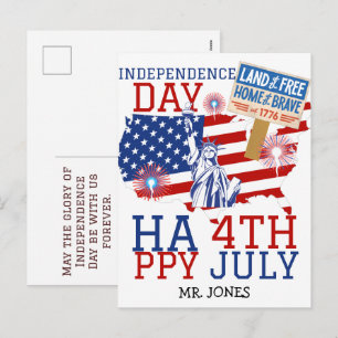 Happy 4th of July Independence Day America Party Holiday Postcard