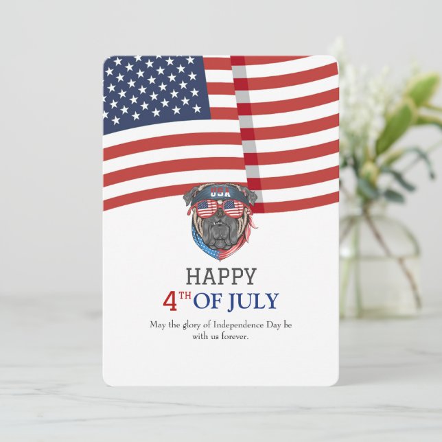 Happy 4th of July Independence Day American Flag Card (Standing Front)