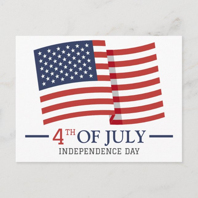 Happy 4th of July Independence Day American Flag Postcard (Front)