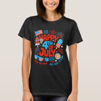 Happy 4th Of July Independence Day American Run T-Shirt